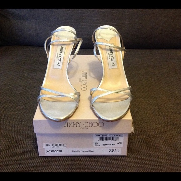 jimmy choo silver strappy heels
